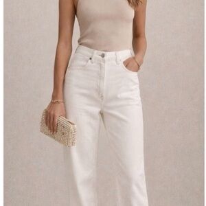 Abercrombie & Fitch Women's Cream Ultra High Rise 90s Straight Jeans